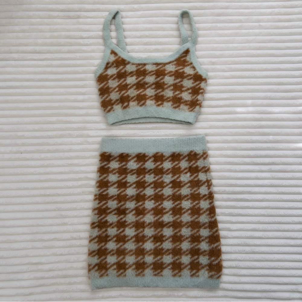 For Love & Lemons Cher Houndstooth Skirt and Tank Set